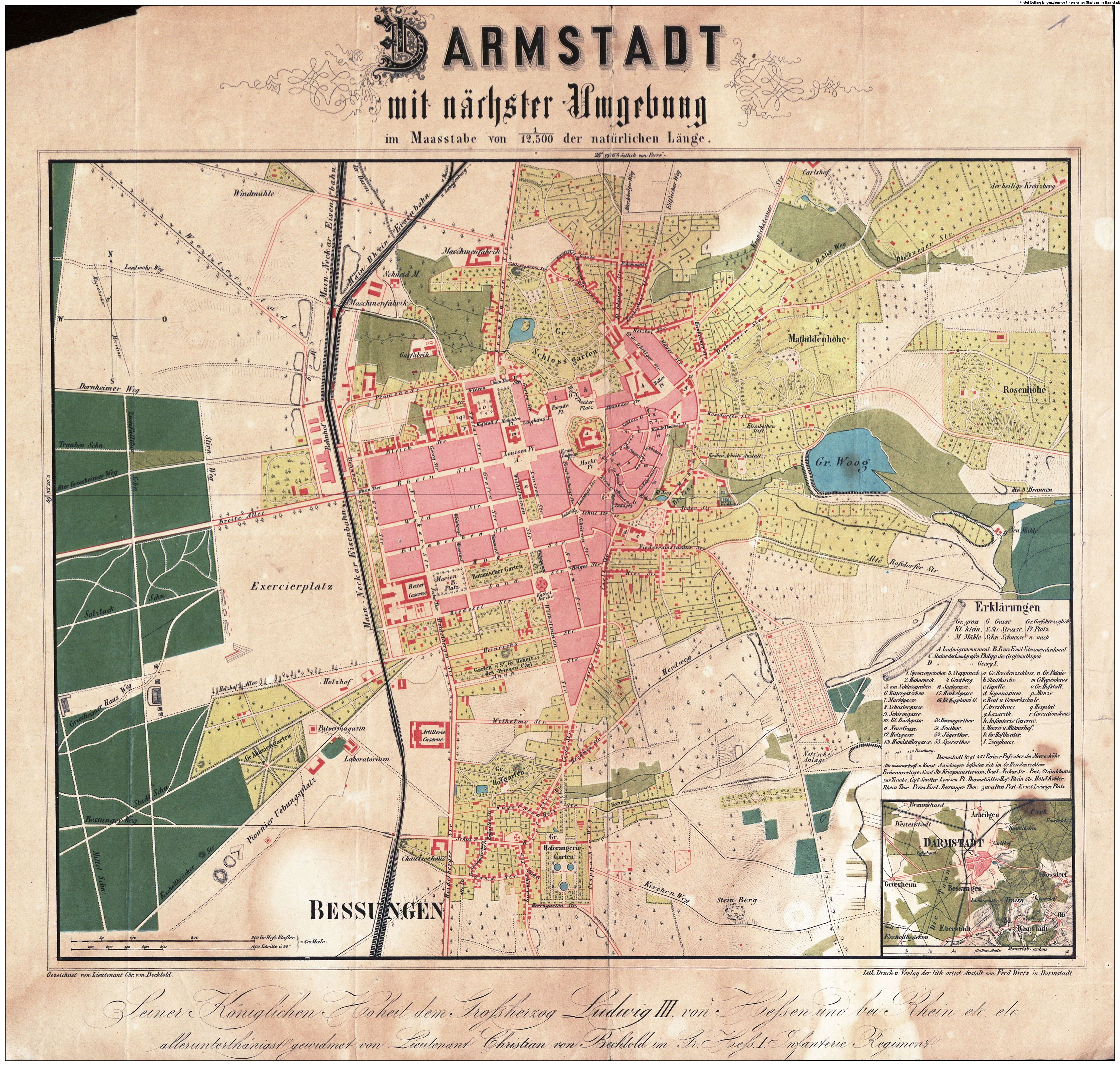 Johannesviertel, Darmstadt und Hessen Karten Darmstadt (Verschiedene